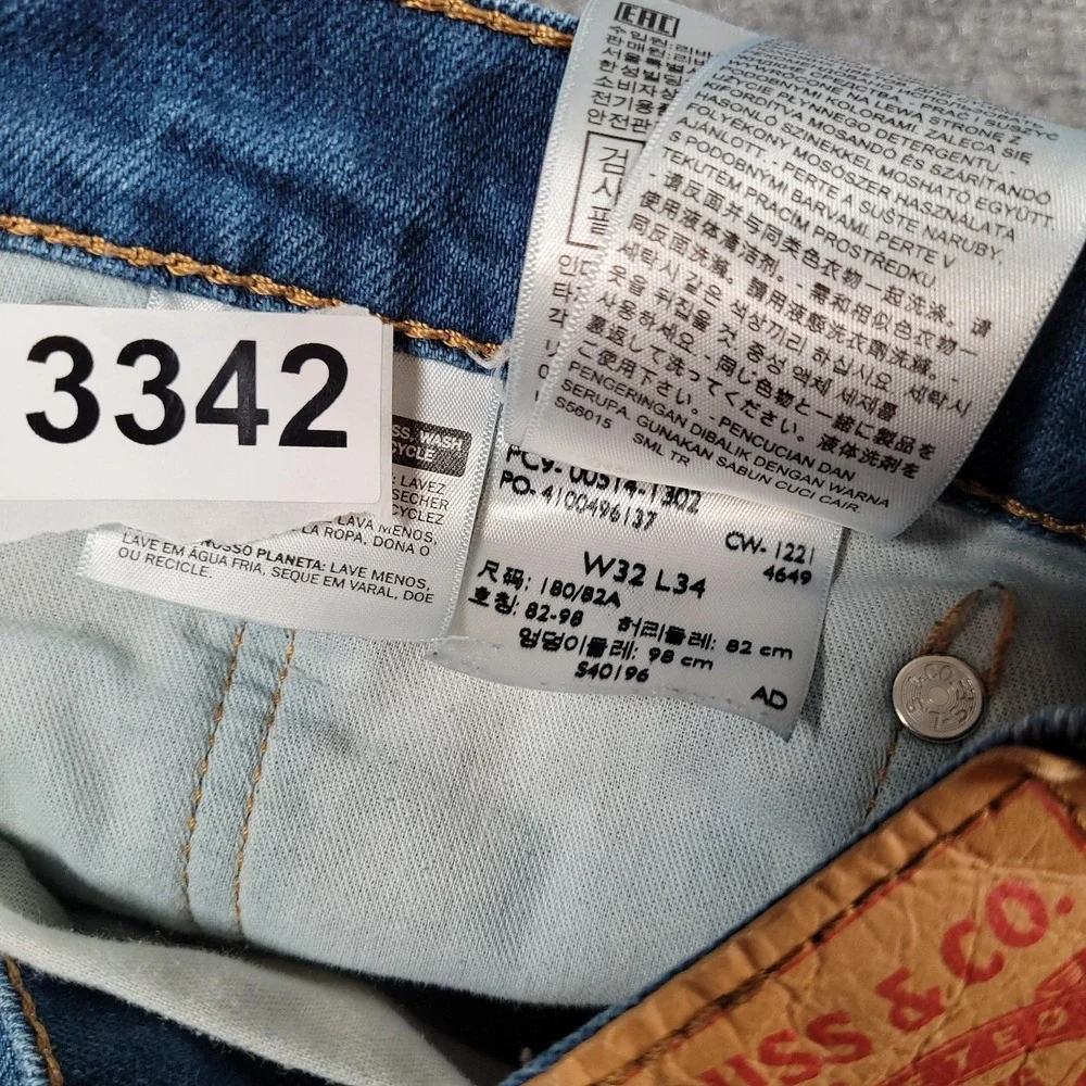 Levis 514 Jeans Mens 32x33 Blue Medium Wash Straight Leg Stretch‎ Denim Zip Fly